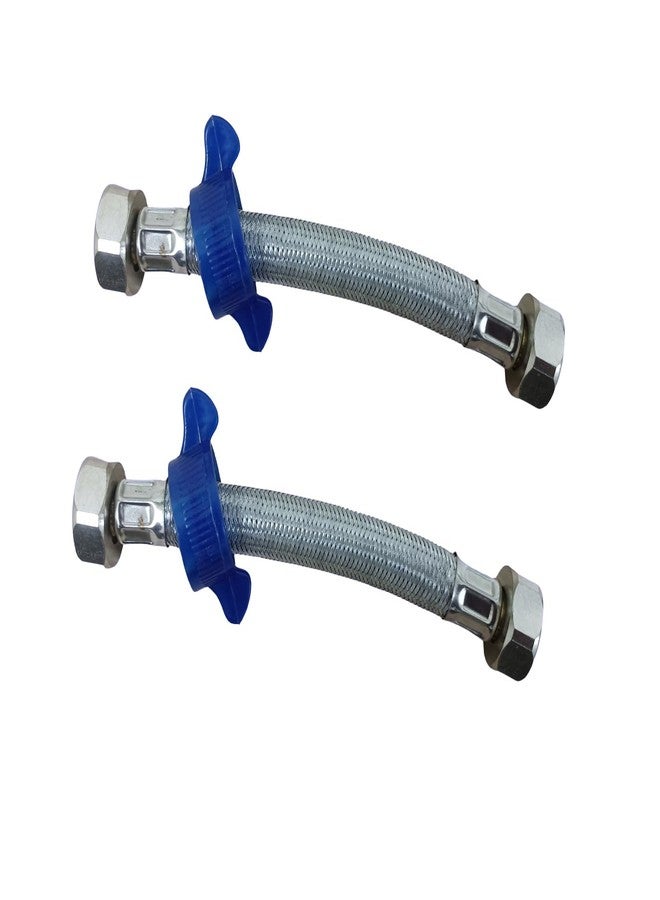 LuvBath Fitting 6 Inch 304 Stainless Steel Connection Pipe | Pack of 2 | Leakproof, Rust-Free Flexible Hose Pipes for Geyser, Toilet, Basin & Sink, Hot Cold Mixer Faucets | Silver | 6 Inch (15 cm) - Image 1